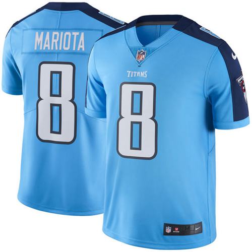 Nike Titans #8 Marcus Mariota Light Blue Men's Stitched NFL Limited Rush Jersey - Click Image to Close